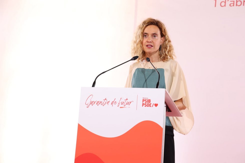 La presidenta del Congreso y viceprimera secretaria del PSC, Meritxell Batet, en la clausura de la Convención Mallorca 2030 de la Federación Socialista de la Isla