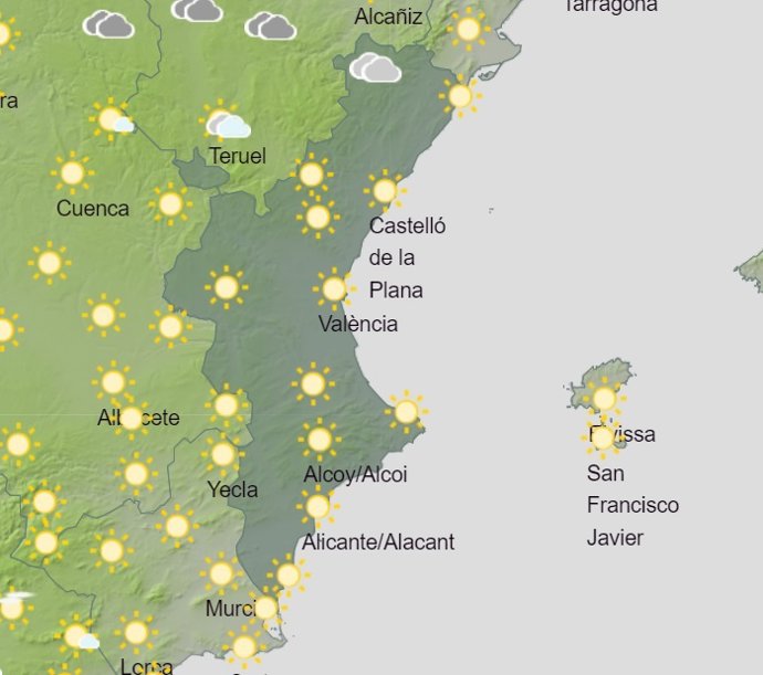 Predicción meteorológica para el domingo 2 de abril