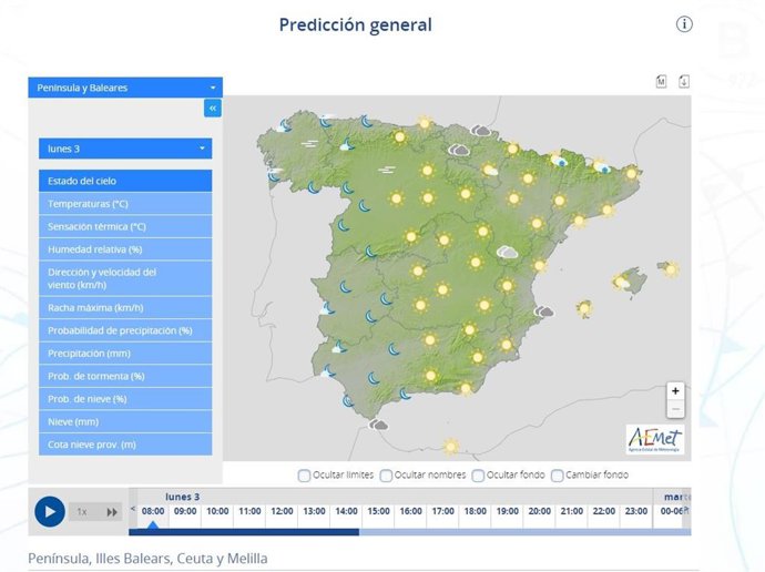Prevision meteorológica para este lunes, 3 de abril