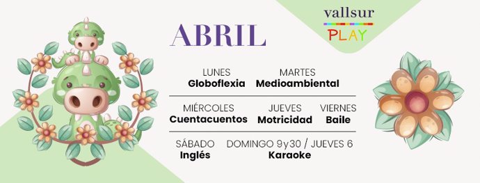 Programación actividades abril en Vallsur Play