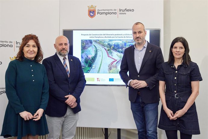 Presentación de las obras del carril peatonal y ciclable entre Pamplona y Burlada.