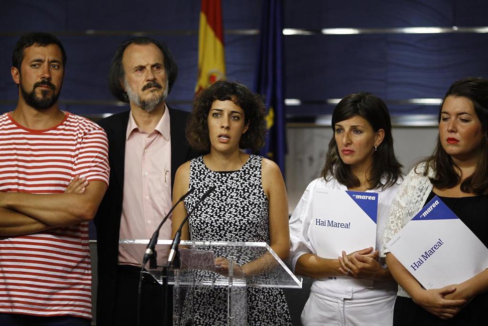 Archivo - Antonio Gómez Reino, Miguel Anxo Fernández Bello, Yolanda Díaz y Ángela Rodríguez, de Unidos Podemos
