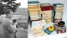 Julián Acevedo e imagen de las 66 bobinas donadas por su familia a Filmoteca Canaria