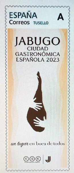 Archivo - Correos dedicado a Jabugo (Huelva) con motivo de la elección de la localidad como Ciudad Gastronómica 2023.