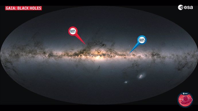 Ubicación de los nuevos agujeros negros descubiertos por la misión Gaia