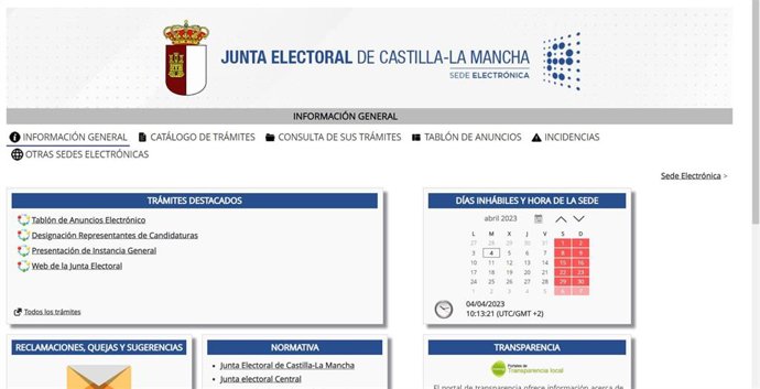 Sede electrónica de la Junta Electoral de C-LM