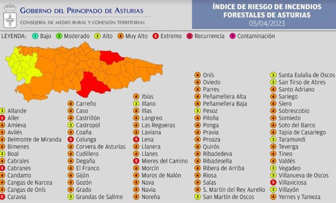 Índice De Riesgo De Incendios Forestales Para El Miércoles