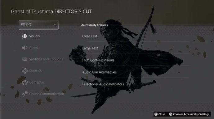 Etiquetas de accesibilidad en Ghost of Tsushima