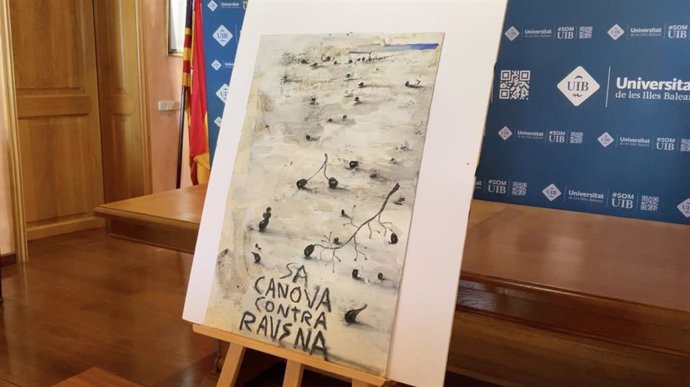 El cuadro recuperado de Miquel Barceló para la campaña de 'Sa Canova contra Ravena', donado a la UIB en 1988.