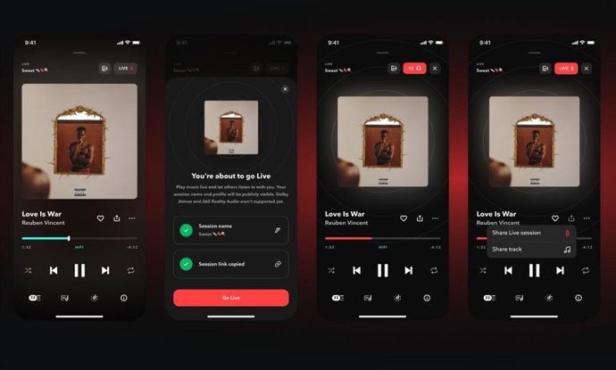 Interfaz de Tidal Live