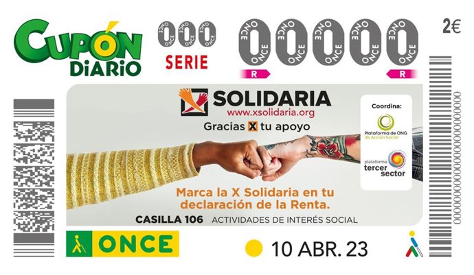 Cupón del 10 de abril que estará dedicado a la X Solidaria.