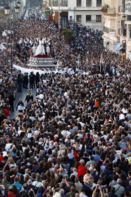 Salida procesional de Nuestro Padre Jesús Cautivo, 'El Cautivo', por la calles de Málaga, a 3 de abril de 2023 en Málaga