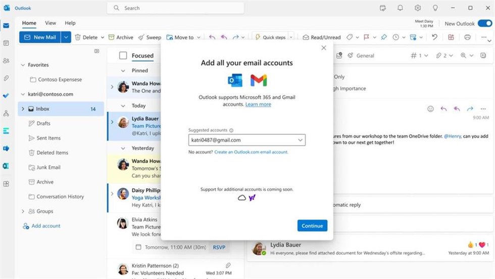 Microsoft permite la integración con Gmail