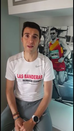 Archivo - El atleta riojano Camilo Santiago manda un mensaje de ánimo a la Policía