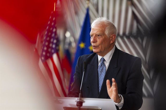 April 4, 2023, Brussels, Brussels, Belgium: The US Secretary of State Anthony Blinken was giving a joint press conference with EU diplomatic chief Josep Borrell ahead of a US-EU ministerial meeting on energy.