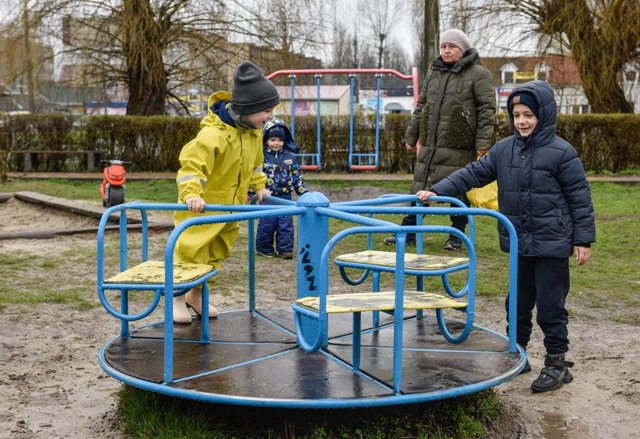 Niños en Borodianka, Ucrania