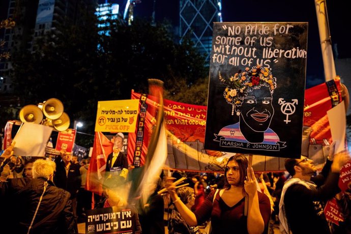 Manifestación contra la reforma judicial impulsada por el primer minsitro de Israel, Benjamin Netanyahu