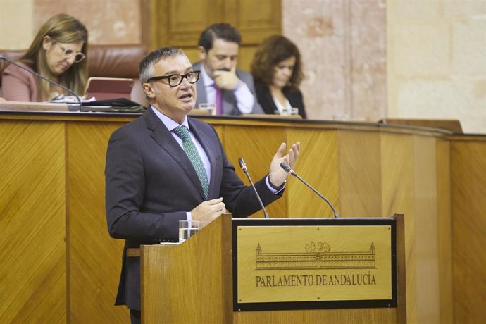 Archivo - El portavoz del Grupo Parlamentario Vox, Manuel Gavira, en una foto de archivo en el Parlamento andaluz.
