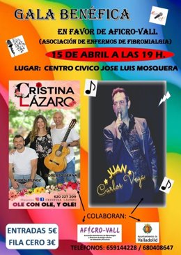 Cartel de la gala benéfica de Aficro-Vall el próximo 15 de abril.