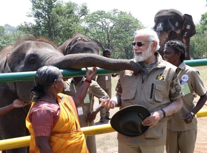 El primer ministro indio, Narendra Modi, en la Reserva de Tigres de Mudumalai