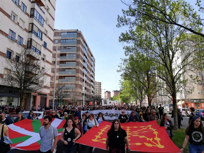 Manifestación en Pamplona con motivo del Aberri Eguna
