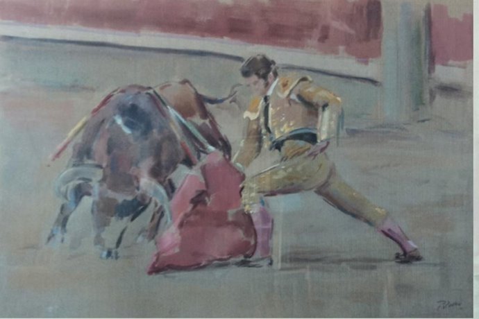 Una de las obras de 'Pintura Taurina' en la Fundación Caja Rural del Sur.