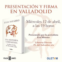 La periodista y escritora Julia Navarro presenta este miércoles en Valladolid su libro 'Una historia compartida'
