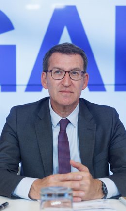 El presidente del Partido Popular, Alberto Núñez Feijóo, preside la Junta Directiva Nacional del PP, a 10 de abril de 2023, en Madrid (España). Tras el parón de Semana Santa, los partidos políticos reanudan su actividad con la vista puesta en las elecci