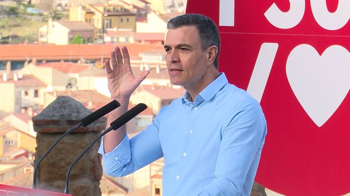 El presidente del Gobierno, Pedro Sánchez, durante su intervención en un acto del PSOE en Segovia.