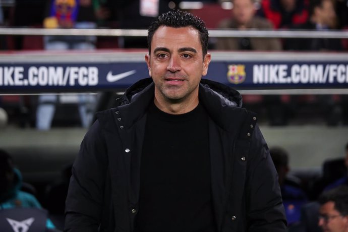 Xavi Hernandez, head coach of FC Barcelona,  looks on during the Spanish Cup, Copa del Rey, Semi Finals football match played between FC Barcelona and Real Madrid at Spotify Camp Nou stadium on April 05, 2023, in Barcelona, Spain.