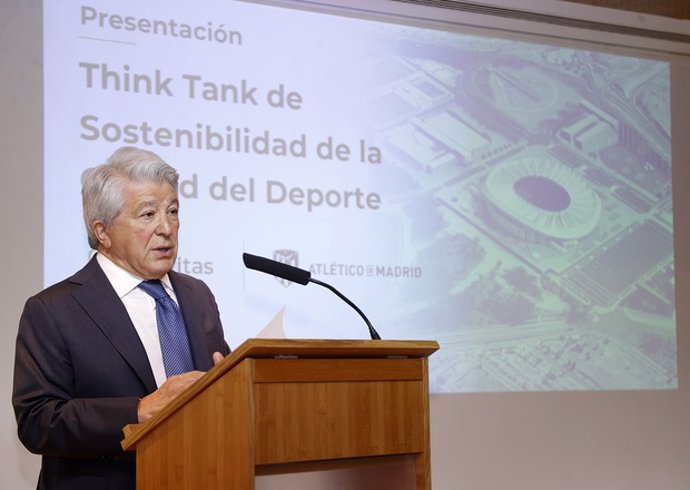 Enrique Cerezo, durante la presentación del Think Tank de Sostenibilidad de la Ciudad del Deporte.