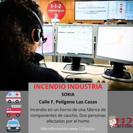 Gráfico elaborado por el 112 con los datos del incendio en una fábrica de caucho de Soria