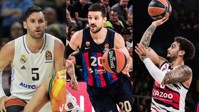 Rudy Fernández (Real Madrid), Nico Laprovittola (Bara) y Marcus Howard (Baskonia).