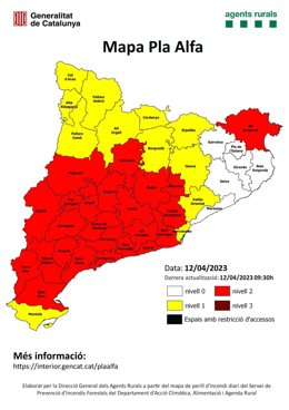Imatge del mapa del Pla Alfa a Catalunya