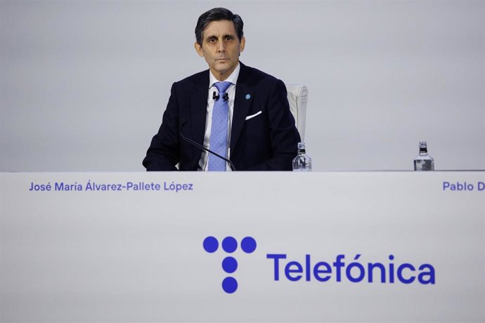 El consejero delegado de Telefónica, José María Álvarez-Pallete López, durante una Junta General de Accionistas, en el Distrito Telefónica, a 31 de marzo de 2023, en Madrid (España). 