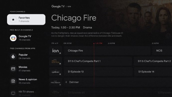 Nueva guía televisiva de Google TV con más de 800 canales gratuitos