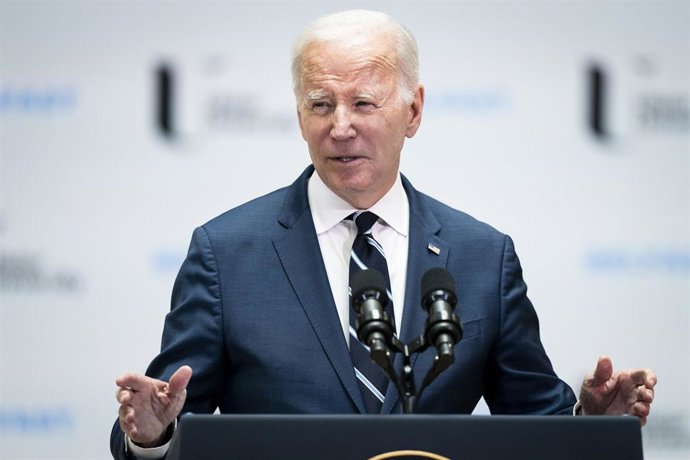 El presidente de EEUU, Joe Biden, durante su intervención en la Universidad de Ulster, en Irlanda del Norte. 