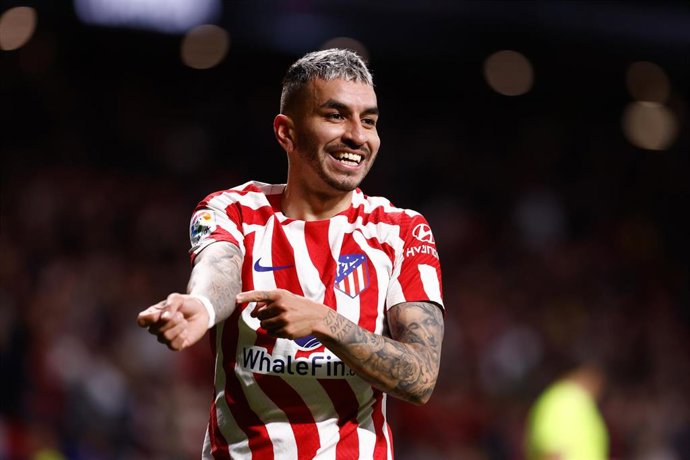 Angel Correa of Atletico de Madrid celebrates a goal during the spanish league, La Liga Santander, football match played between Atletico de Madrid and Real Betis Balompie at Civitas Metropolitano stadium on April 02, 2023, in Madrid, Spain.