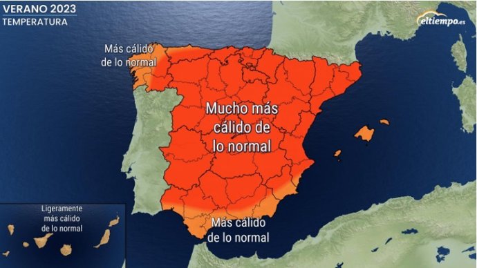 Previsión de temperaturas para el verano 2023, de eltiempo.Es