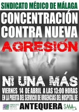 Cartel sobre una concentración por una nueva agresión a personal sanitario.