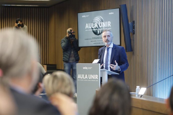 El presidente de Indra, Marc Murtra, durante un acto en el Rectorado de la Universidad Internacional de La Rioja (UNIR)