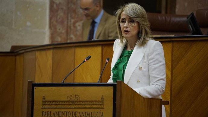 La diputada del PP-A Pilar Pintor, en el Pleno del Parlamento andaluz.
