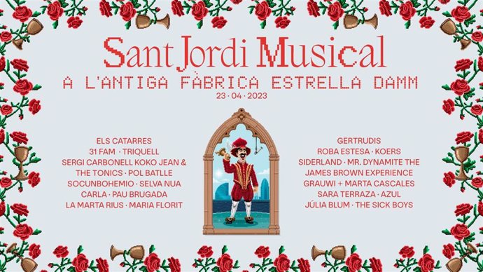 Cartel del Sant Jordi Musical, que se celebrará el día de Sant Jordi en la Antiga Fbrica Estrella Damm