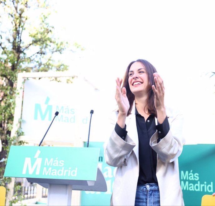 La candidata de Más Madrid al Ayuntamiento, Rita Maestre, en el primer acto de precampaña en Lavapiés