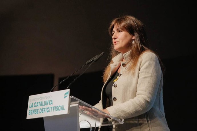 La presidenta del Parlament suspesa,  Laura Borrs, en l'acte de Junts.