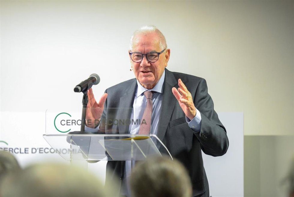 El candidato de ERC a la alcaldía de Barcelona, Ernest Maragall, en una conferencia este jueves en el Cercle d'Economia.