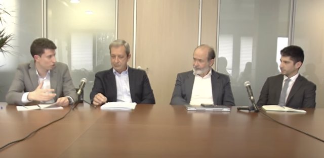 De izquierda a derecha: Mario Vicente (ST Consultores), Juan Carlos del Rieu (AEB), Tomás Conde (AERI) y Luis Solís (S&P Global) en el Encuentro ISR ‘Financiación e inversión con criterios ASG en el sector Real Estate’ organizado por Spainsif