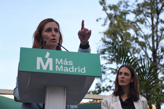 La candidata de Más Madrid a la Asamblea en las elecciones del 28M, Mónica García, interviene durante el primer acto de precampaña de Más Madrid