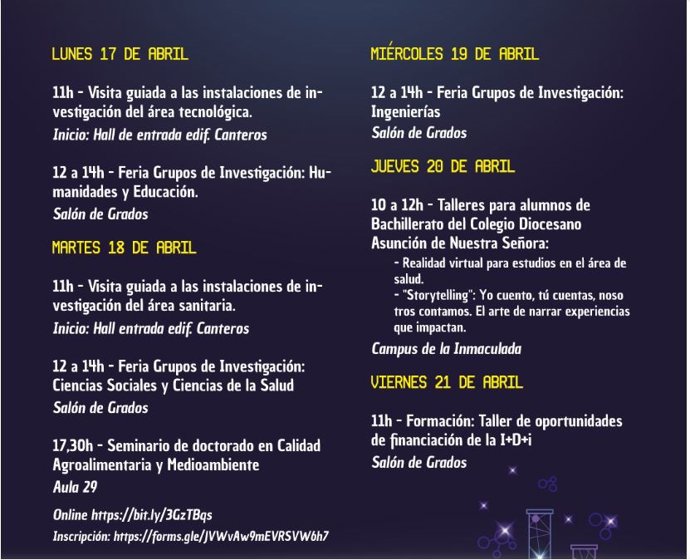 Porgramas de las jornadas de Investigación de la UCAV.