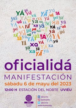 Cartel de la manifestación pola oficialidá.
